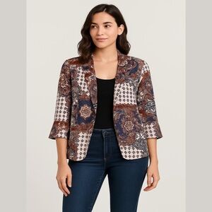 River ISLAND BLAZER jacket baroque paisley floral mid satin old money workwear